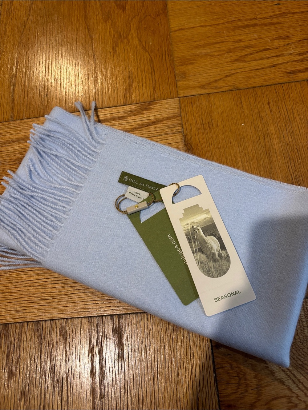 Sol Alpaca Light Blue Alpaca Wool Scarf
